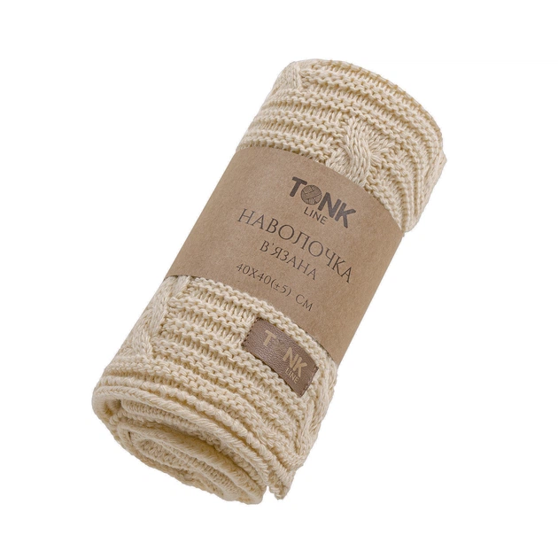 Наволочка вязаная Home Line Tonk Line Косы Бежевая 40х40 см (193265 HL) - изображение 3
