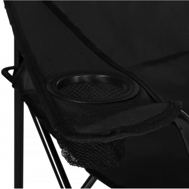 Розкладний туристичний стілець зі спинкою та підстаканником Camping Quad Chair HX 001 навантаження до 120 кг, 80×50×50 см, тканина Оксфорд 600D + ПВХ покриття, Чорний - зображення 5