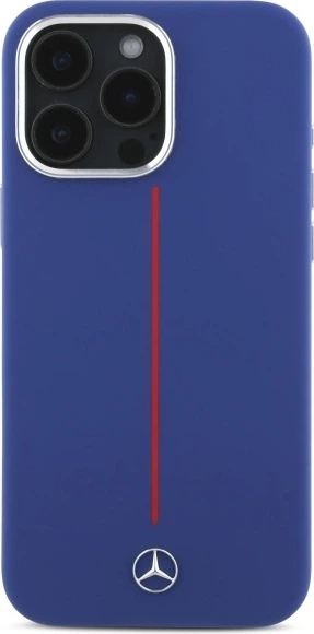Панель Mercedes-Benz Silicone Red Stripe MagSafe для Apple iPhone 16 Pro Max Navy (MEHMP16X23SUMRV) - зображення 3
