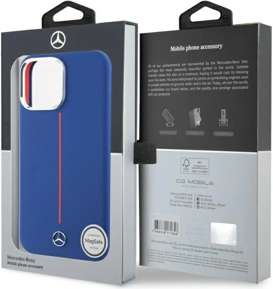 Панель Mercedes-Benz Silicone Red Stripe MagSafe для Apple iPhone 16 Pro Max Navy (MEHMP16X23SUMRV) - зображення 8