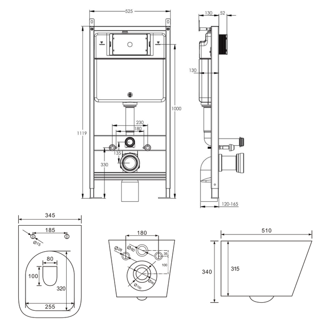 Набор инсталляция IMPRESE i-FRAME i1210 с унитазом VOLLE LIBRA 2.0 vortice - изображение 2