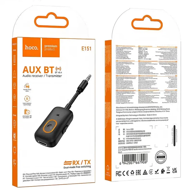 Bluetooth аудио ресивер/трансмиттер Hoco E151 Graceful (AUX 3.5mm) Black - изображение 5