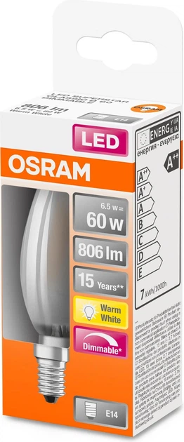 Żarówka LED OSRAM Superstar Classic B 60 Filament DIM 5.9 W 827 Frosted E14 (4058075434486) - obraz 2