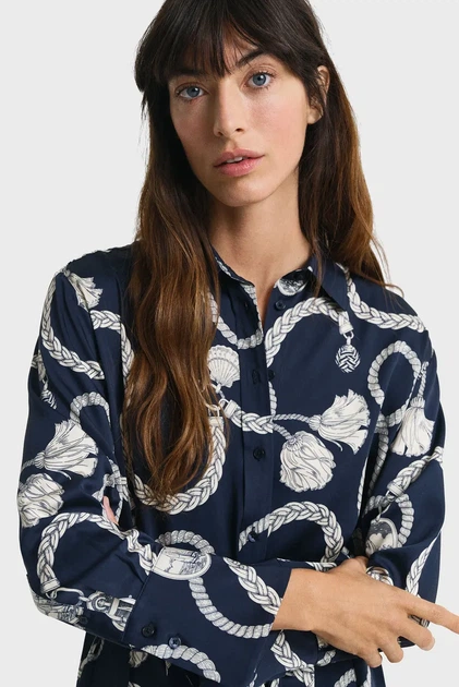 Жіноча темно-синя сукня з візерунком REL SAILING PRINT SHIRT DRESS Gant 36 4503388 - изображение 4