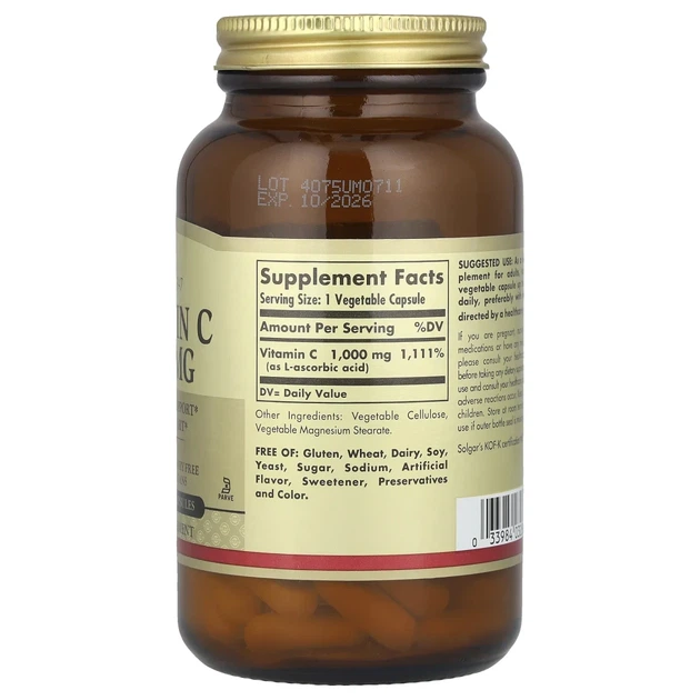 Вітамін С Solgar (Vitamin C) 1000 мг 100 капсул (SOL-03280) - зображення 2