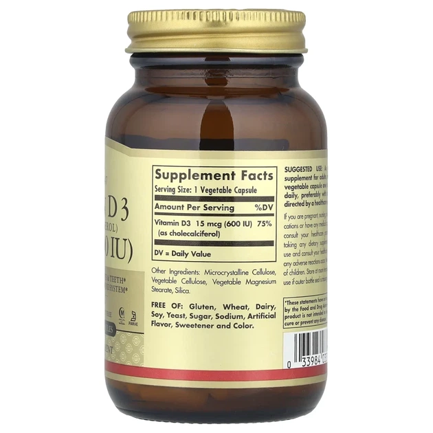 Вітамін D3 Solgar (Vitamin D3) 600 МО 120 капсул (SOL-03319) - зображення 2