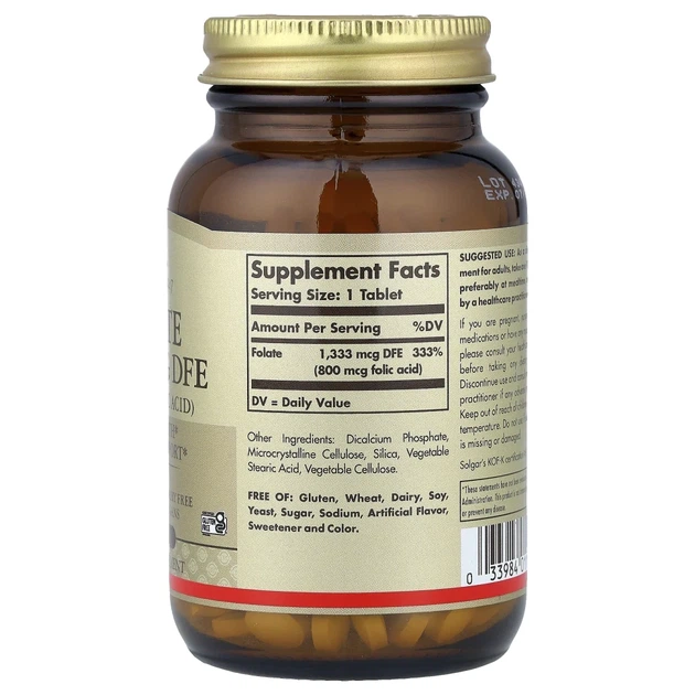 Фолієва кислота Solgar (Folic acid) 800 мкг 250 таблеток (SOL-01101) - изображение 2