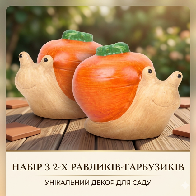 Набір садових фігурок равлики 2 шт з теракоти 5×7×6 см – міні декор для вазонів, клумби та саду - Фото 1 Набір садових фігурок равлики 2 шт з теракоти 5×7×6 см – міні декор для вазонів, клумби та саду - зображення 1