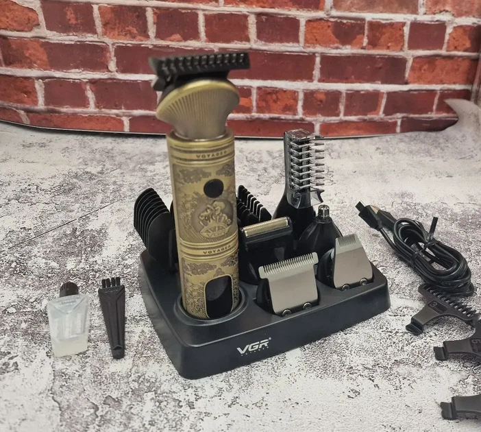 Мультифункціональний набір для стрижки 6 в 1 VGR V-106 — Металевий корпус, 180 хв роботи та USB Type-C - зображення 3