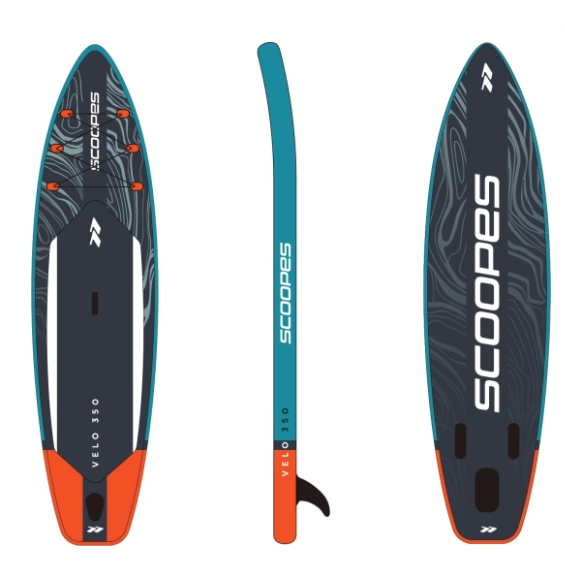 Надувна дошка для SUP LAGO 350 см 300 л 180 кг комплект аксесуарів сіра - Фото 4 Надувна дошка для SUP LAGO 350 см 300 л 180 кг комплект аксесуарів сіра - изображение 4