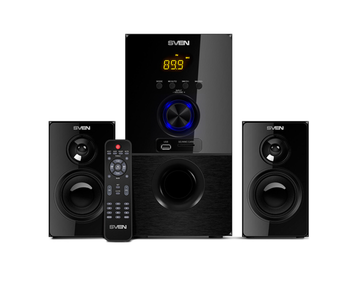 Колонки 2.1 SVEN Bluetooth акустическая система с сабвуфером 55 Вт USB SD FM LED дисплей черный пульт - изображение 2