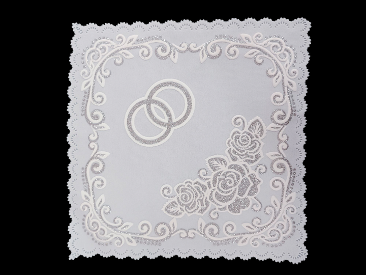 Серветка весільна вінчальна для свічок, під обручки silver. - Фото 3 Серветка весільна вінчальна для свічок, під обручки silver. - зображення 3