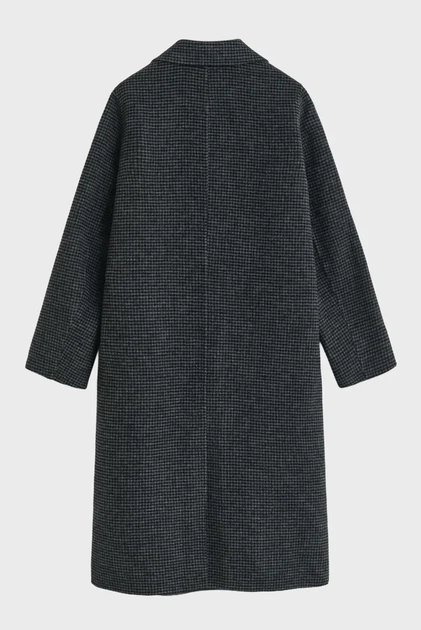 Жіноче сіре вовняне картате пальто CHECKED HANDSTITCHED COAT Gant L 4751150 - изображение 8