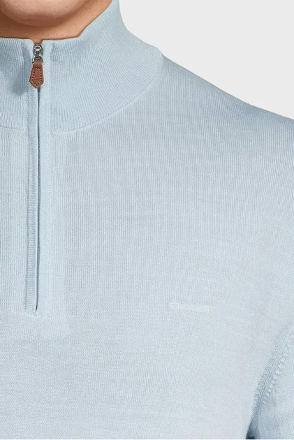 Чоловіча блакитна вовняна кофта EXTRAFINE MERINO WOOL HALF ZIP Gant XXL 8050206 - Фото 2 Чоловіча блакитна вовняна кофта EXTRAFINE MERINO WOOL HALF ZIP Gant XXL 8050206 - изображение 2