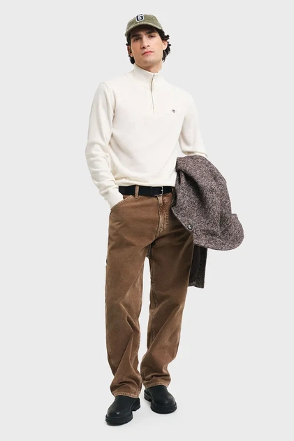 Чоловіча біла вовняна кофта SUPERFINE LAMBSWOOL HALF ZIP Gant XL 87213 - изображение 2