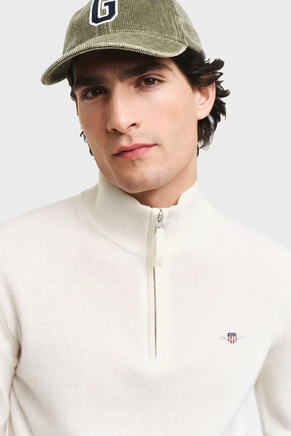 Чоловіча біла вовняна кофта SUPERFINE LAMBSWOOL HALF ZIP Gant XL 87213 - изображение 4