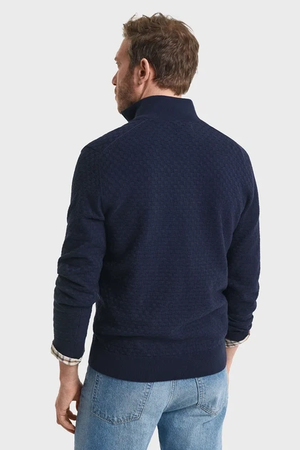 Чоловіча темно-синя кофта MICRO TEXTURE HZ Gant M 8030262 - изображение 3