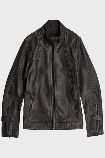 Чоловіча чорна шкіряна куртка Biker G-Star RAW M D27137,B508 - зображення 7