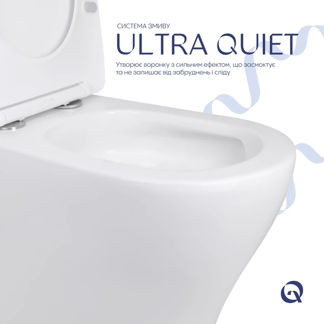 Напольный унитаз Qtap Virgo Ultra Quiet безободочный с сиденьем Soft-close WHITE QT18226092AW - изображение 5