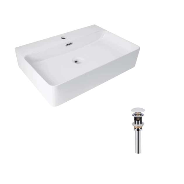 Комплект Qtap Nando LT: Раковина подвесная прямоугольная 610х420х140 мм White + Донный клапан PU02O - Фото 1 Комплект Qtap Nando LT: Раковина подвесная прямоугольная 610х420х140 мм White + Донный клапан PU02O - изображение 1