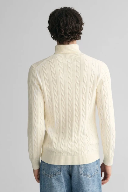 Чоловічий білий гольф COTTON CABLE TURTLE NECK Gant XL 8050607 - изображение 3