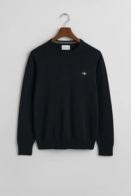 Чоловічий чорний джемпер CLASSIC COTTON C-NECK Gant L 8030561 - изображение 5