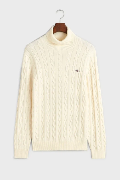 Чоловічий білий гольф COTTON CABLE TURTLE NECK Gant XL 8050607 - изображение 6