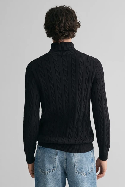 Чоловічий чорний гольф COTTON CABLE TURTLE NECK Gant S 8050607 - изображение 3