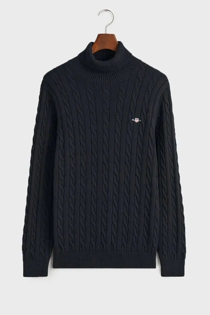 Чоловічий чорний гольф COTTON CABLE TURTLE NECK Gant S 8050607 - изображение 6