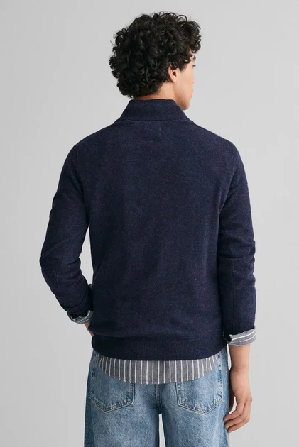 Чоловіча темно-синя вовняна кофта SUPERFINE Gant S 87213 - изображение 3