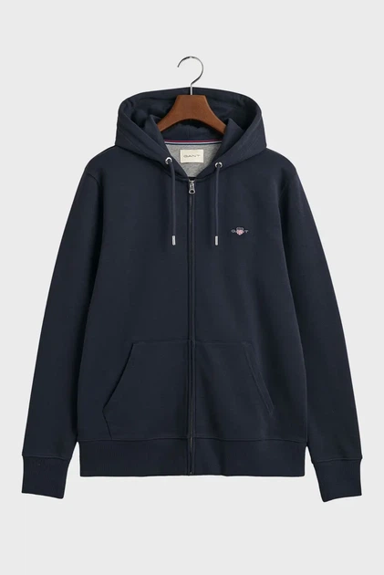Чоловіче темно-синє худі REG SHIELD FULL ZIP Gant S 2007059 - изображение 5