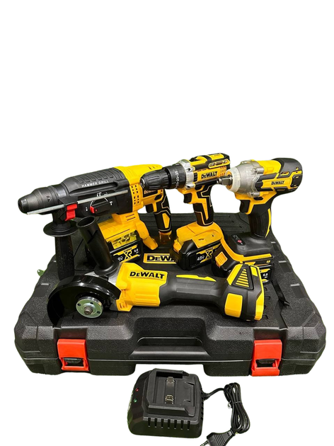 Набір 4в1 DeWalt + 4 АКБ 48V/6AP Шуруповер DCD996 + Болгарка