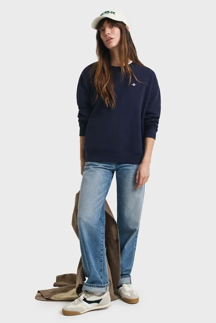 Жіночий темно-синій світшот SHIELD C-NECK Gant S 4201414 - зображення 2