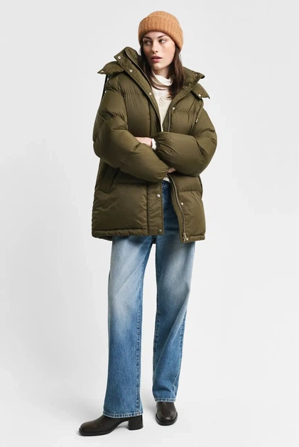 Жіночий оливковий пуховик MID LENGTH DOWN JACKET Gant M 4700347 - Фото 2 Жіночий оливковий пуховик MID LENGTH DOWN JACKET Gant M 4700347 - зображення 2