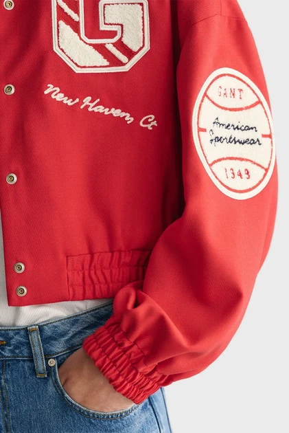 Жіночий червоний бомбер CROPPED VARSITY Gant L 4700308 - изображение 6