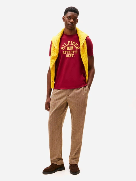 Футболка хлопковая длинная мужская Tommy Hilfiger 979676146 2XL Бордовая (1159862845) - изображение 3