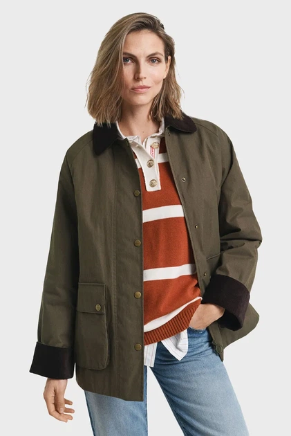 Жіноча темно-зелена вощана куртка WAXED COTTON BARN Gant M 4700382 - Фото 1 Жіноча темно-зелена вощана куртка WAXED COTTON BARN Gant M 4700382 - изображение 1