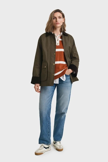 Жіноча темно-зелена вощана куртка WAXED COTTON BARN Gant M 4700382 - Фото 2 Жіноча темно-зелена вощана куртка WAXED COTTON BARN Gant M 4700382 - изображение 2