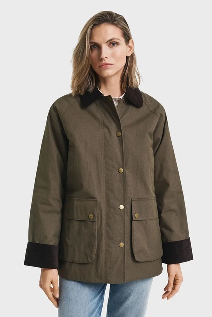 Жіноча темно-зелена вощана куртка WAXED COTTON BARN Gant M 4700382 - Фото 5 Жіноча темно-зелена вощана куртка WAXED COTTON BARN Gant M 4700382 - изображение 5