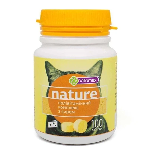 Поливитаминный комплекс для котов с сыром Vitomax Nature 100 шт. - Фото 1 Поливитаминный комплекс для котов с сыром Vitomax Nature 100 шт. - изображение 1