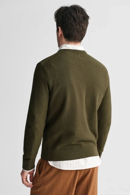 Чоловічий оливковий джемпер COTTON MICRO TEXTURED Gant XXL 8030210 - изображение 3