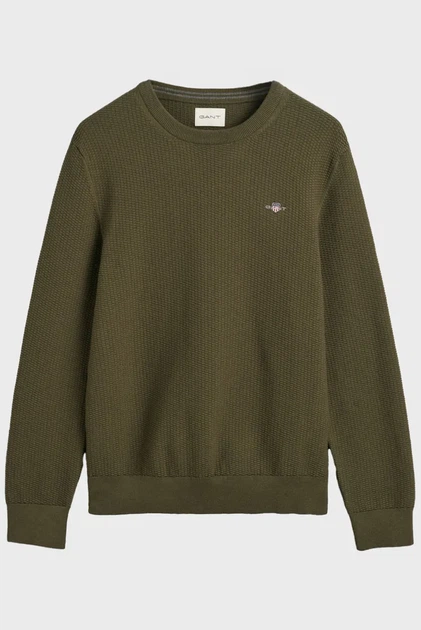 Чоловічий оливковий джемпер COTTON MICRO TEXTURED Gant XXL 8030210 - изображение 5