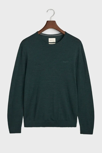 Чоловічий темно-зелений вовняний джемпер EXTRAFINE MERINO WOOL C-NECK Gant S 8050205 - Фото 5 Чоловічий темно-зелений вовняний джемпер EXTRAFINE MERINO WOOL C-NECK Gant S 8050205 - изображение 5