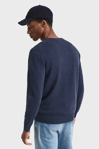 Чоловічий темно-синій вовняний джемпер SUPERFINE LAMBSWOOL C-NECK Gant L 87211 - изображение 3