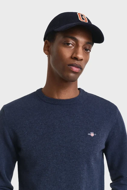 Чоловічий темно-синій вовняний джемпер SUPERFINE LAMBSWOOL C-NECK Gant L 87211 - изображение 4