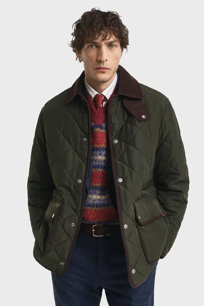 Чоловіча темно-зелена куртка QUILTED FLEECE Gant XL 7006545 - Фото 1 Чоловіча темно-зелена куртка QUILTED FLEECE Gant XL 7006545 - изображение 1
