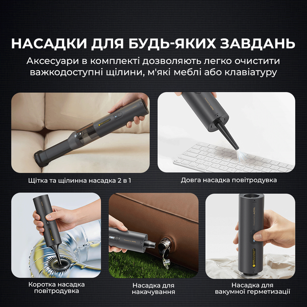 Ручний акумуляторний пилосос MOVA Portable Vortex 4 в 1 (MDV001) - зображення 7