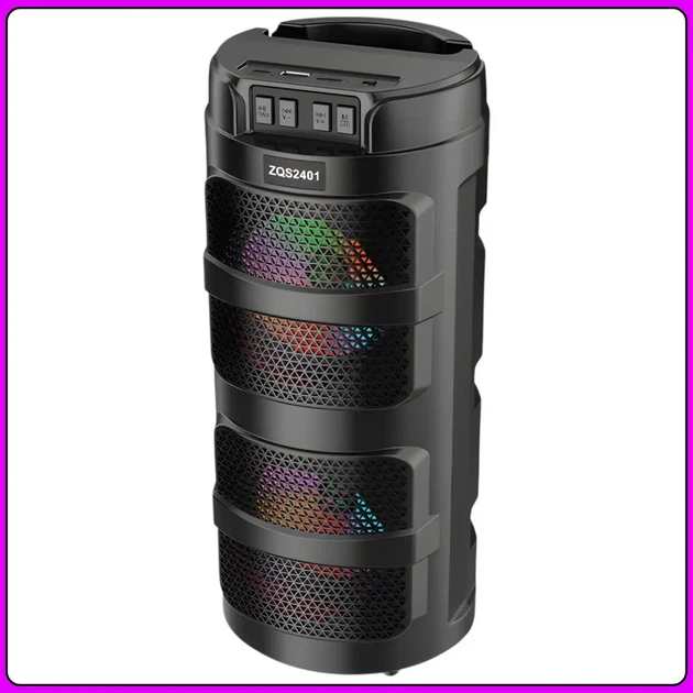 Портативна Bluetooth колонка 2х4" з RGB підсвітленням та підтримкою TWS ZQS2401 10W - Фото 3 Портативна Bluetooth колонка 2х4" з RGB підсвітленням та підтримкою TWS ZQS2401 10W - изображение 3