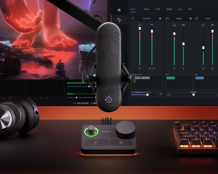 Ігровий стрім мікрофон SteelSeries Alias Pro RGB XLR Stream Mixer 1" Capsule - Фото 5 Ігровий стрім мікрофон SteelSeries Alias Pro RGB XLR Stream Mixer 1" Capsule - изображение 5