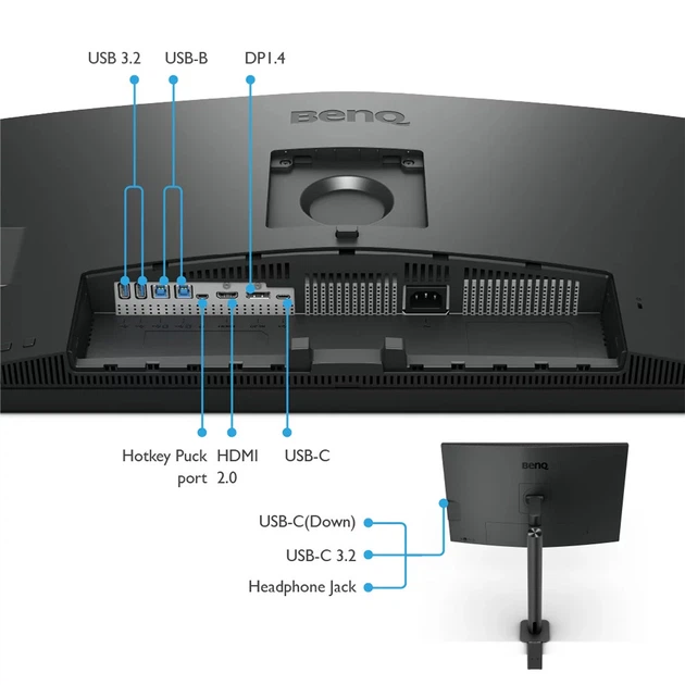 Монитор TFT 31.5" BenQ PD3205UA, IPS, 4K UHD, 99% sRGB, HDMI, DP, USB-С, USB-hub, HAS, колонки, темно- серый - Фото 5 Монитор TFT 31.5" BenQ PD3205UA, IPS, 4K UHD, 99% sRGB, HDMI, DP, USB-С, USB-hub, HAS, колонки, темно- серый - изображение 5